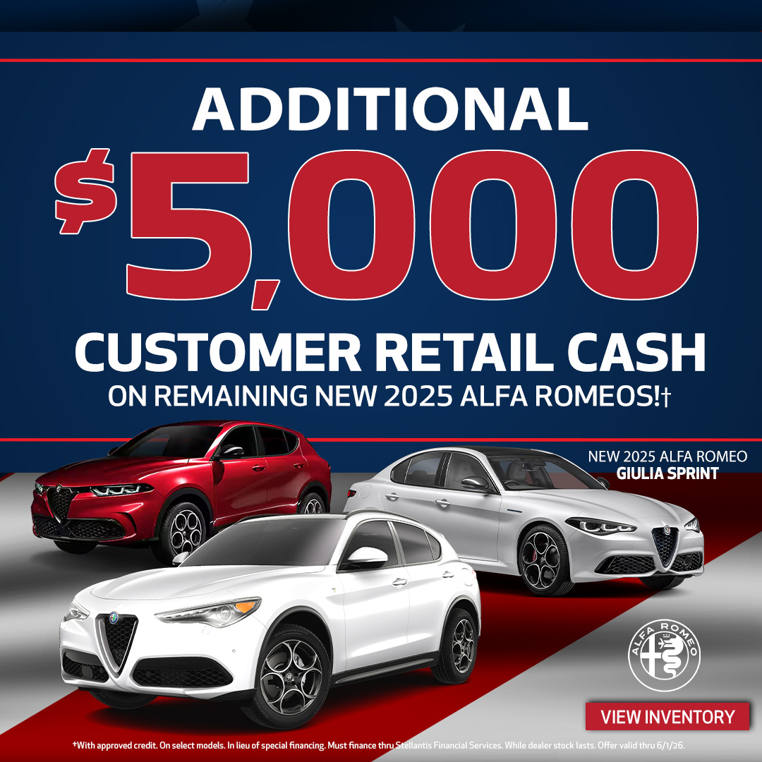 $5,000 Bonus Cash On Alfa Romeos