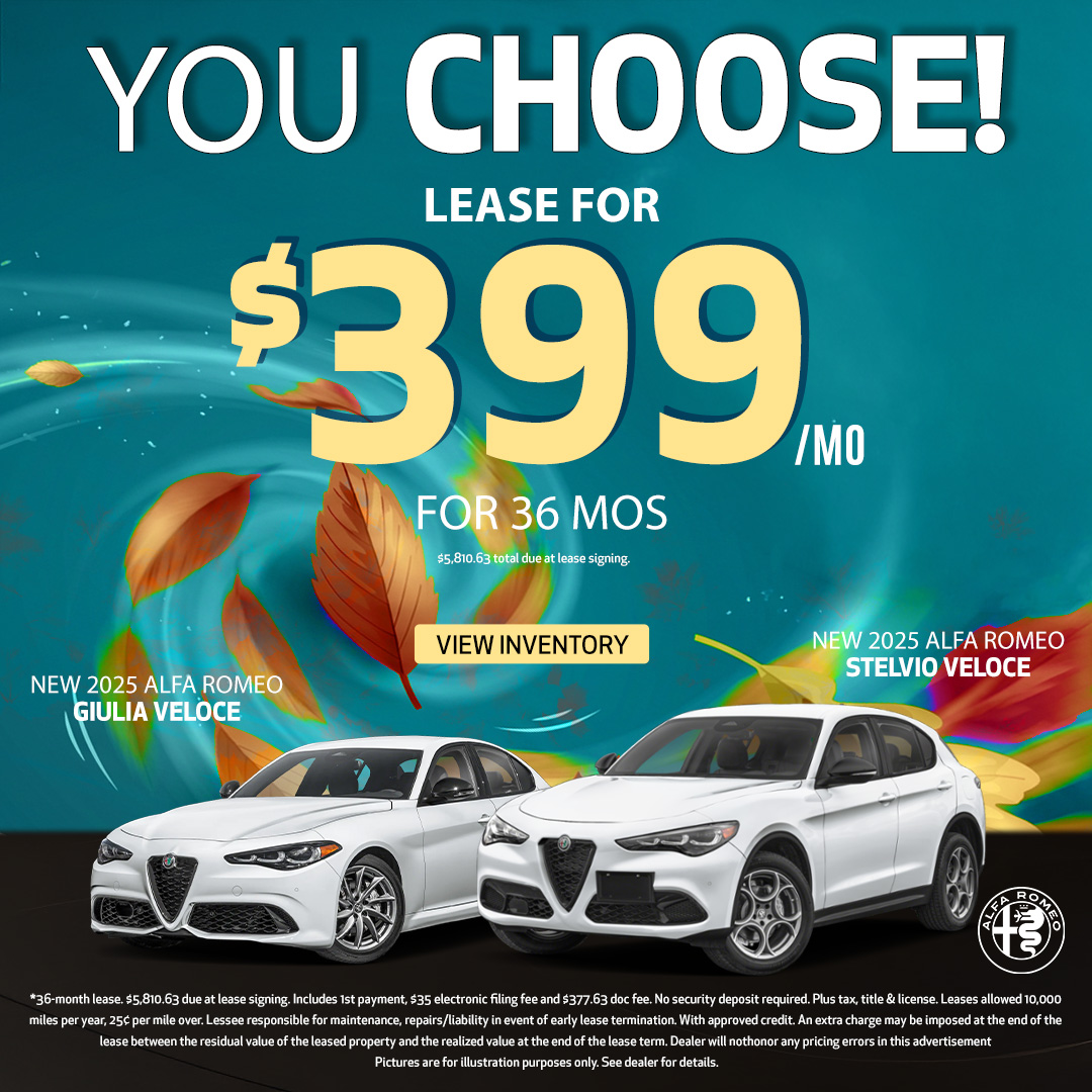 New Alfa Romeo Giulia and Stelvio Lease Offer