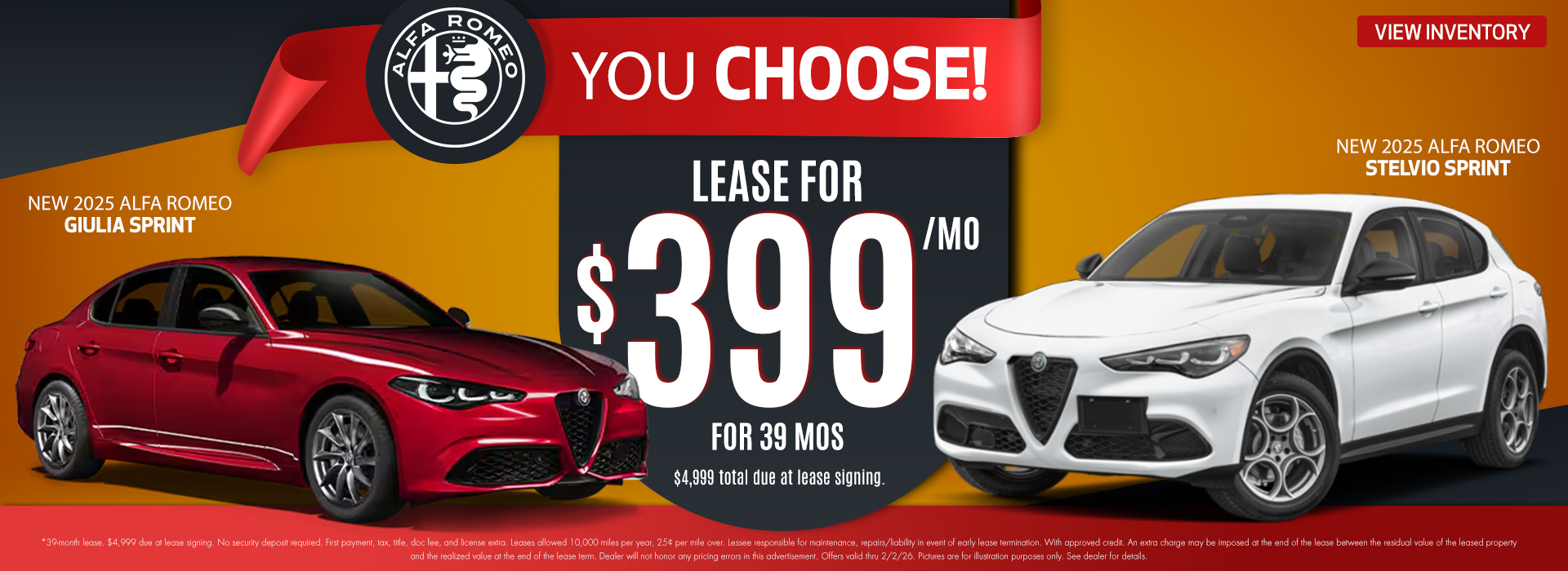 New 2025 Alfa Romeo Guilia Sprint or Stelvio Sprint