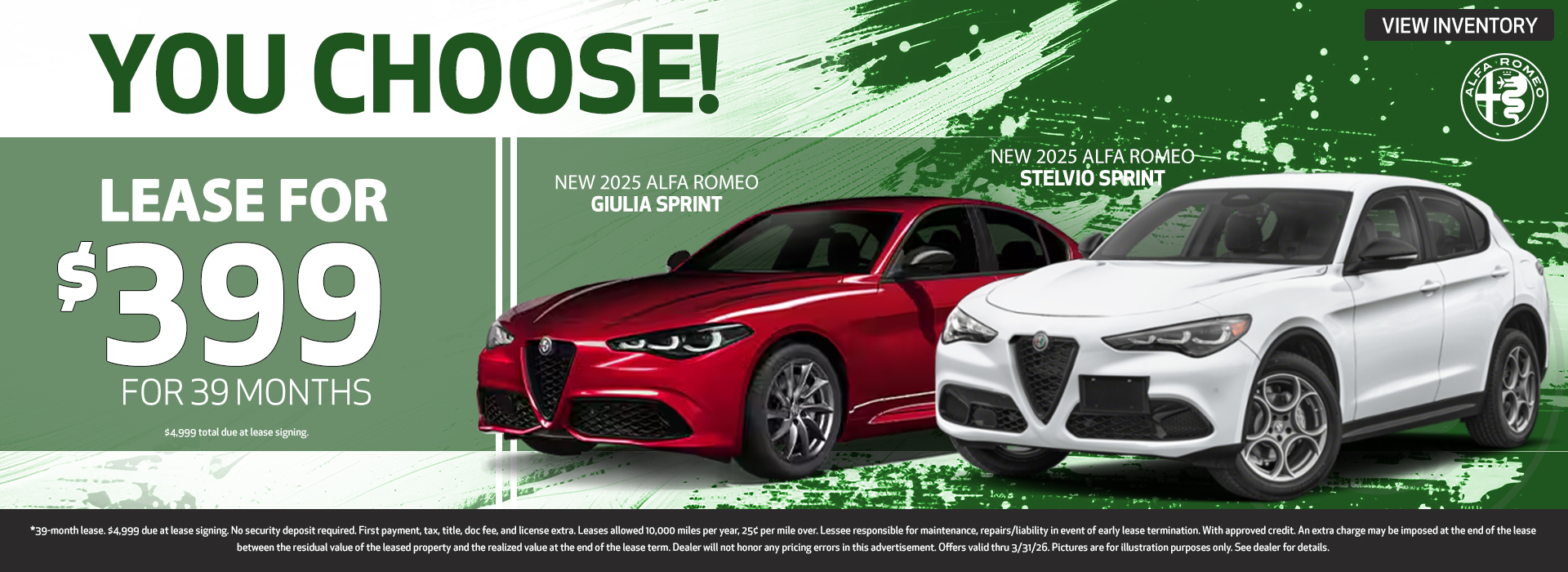 New 2025 Alfa Romeo Stelvio Sprint & Giulia Sprint Offer
