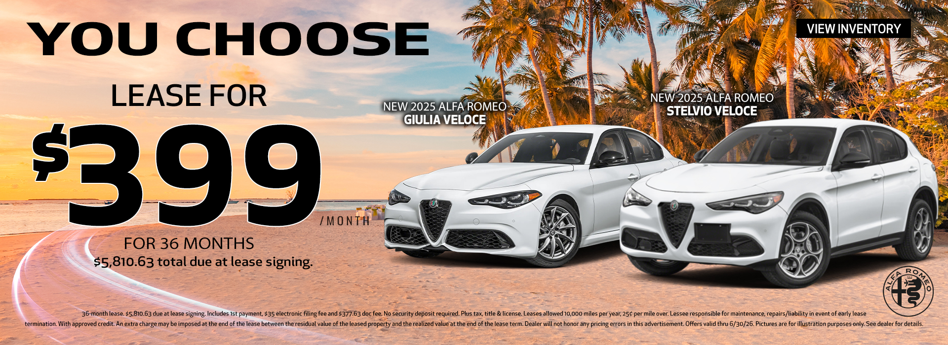 New 2025 Alfa Romeo Stelvio Veloce & Giulia Veloce Offer