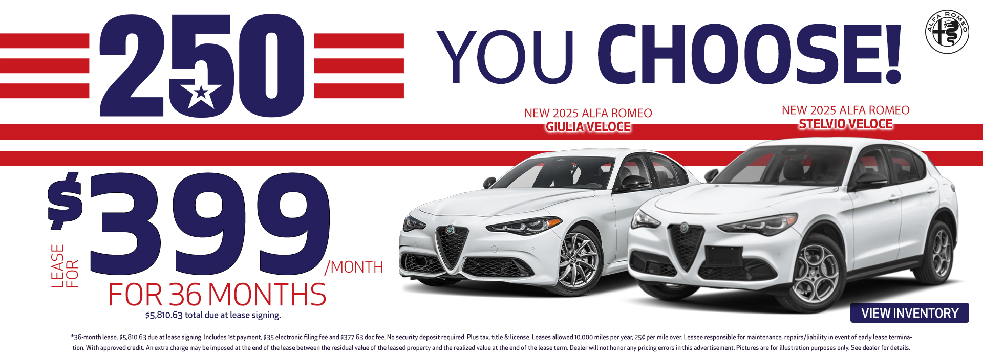 Alfa Romeo Giulia and Stelvio Offer